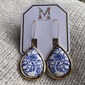 Mia Charro Blue and Gold Teardrop Earrings